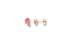 Picture of 10K Yellow - Mini Pink Daulphin Earrings With Butterflies ORBT03/E