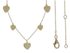Picture of 10K Yellow - Alternating Heart Station Necklace 8mm + 6mm (Length 18")