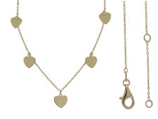 Picture of 10K Yellow - Mini Heart Station Necklace 6mm (Length 18")