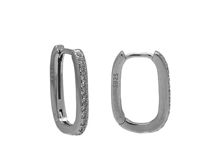 Picture of Silver 925 - Micro Pavé Paper Clip Huggies  (15 x 10mm)