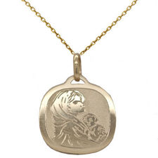 Image de 18K Jaune - 15mm Medaille Madonne Forme Coussin #12387