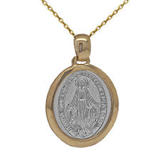 Picture of 18K 2 Tone - Solid Oval Miraculous Medal M2020 (Size 19 x 16mm)