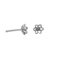 Picture of Silver 925 - 5mm Flower Pearl Cup Earring Setting #ED16
