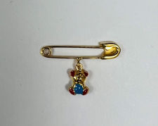 Picture of 18K Yellow Gold Baby Pin with a Teddy Bear