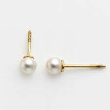 Picture of 10K Yellow - Baby Pearl Stud Screwback Earrings (RK)  