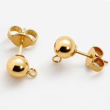 Picture of 14K Yellow - 5mm Ball Earrings With Open Ring F2915