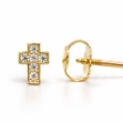 Picture of Mini Cross baby stud earrings (5mm) RK#12 screwbacks 