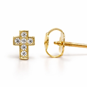 Image de Boucles d'oreilles puces mini Croix (5 mm) RK#12 visées