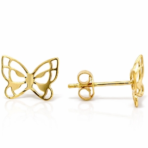 Image de 10K Jaune - Boucles d'oreilles puces papillon ORBT10 (7mm)