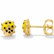 Picture of 10K Yellow - Mini Lady Bug Earrings With Butterflies ORBT12/E (Yellow + Black Enamel)